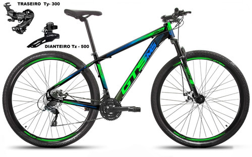 Bicicleta Aro 29 Gts Prom5 Urban Câmbios Shimano 24v Disco Cor Preto/vede com azul Tamanho do quadro 19 "