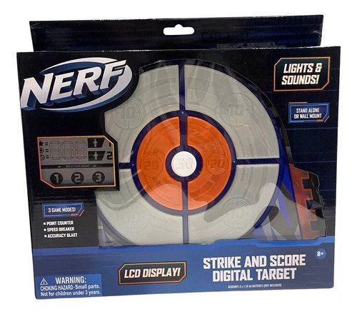 Objetivo digital Nerf Ner0156 Elite Strike Score para niños, color gris, objetivo digital de ataque y puntuación