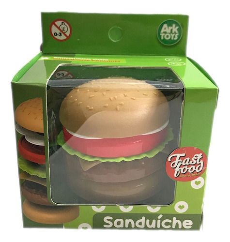 Hamburguer Burger Lanche Brinquedo 12x10cm Monta Desmonta Cor Marrom