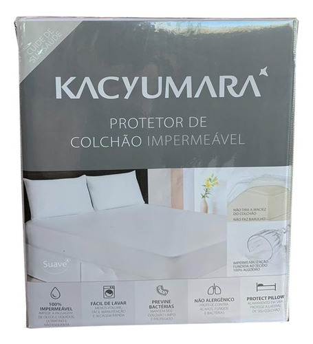 Protetor De Colchão Malha Impermeável Solteiro Plus - Kacyum Cor Branco Desenho Do Tecido Liso