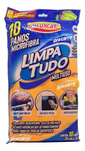 Microfibra Flanela Pano Limpa Tudo Jogo C/10 Unidades Luxcar