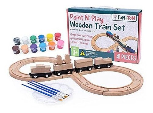 Juego De Trenes De Madera Sin Pintar  Ic Paint N  Trene...