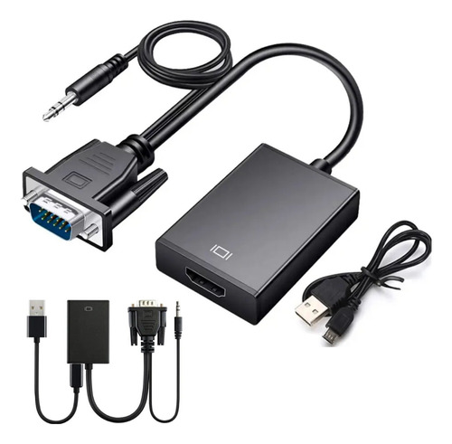 Conversor Adaptadorcabo Vga Para Hdmi Com P2 E Usb Power Nfe