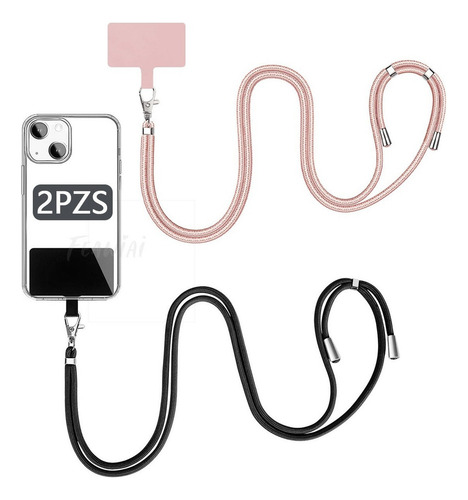 Y 2 Correa Para Celular Cuerpo Cruzado Ajustable Negro+rosa