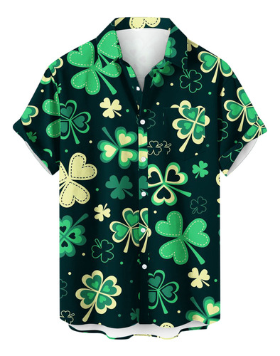 Camisa J Con Bolsillo Estampado De San Patricio Para Hombre,