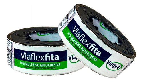 2pc Fita Asfáltica Autoadesiva Aluminizada 5cmx10m - Viaflex Cor Preto