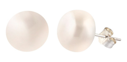 Broquel Aretes Perla Cultivada Blanca 8mm Poste Plata De Ley