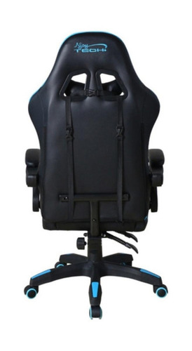 Imagen 5 de 5 de Silla de escritorio Njoytech Kaos gamer ergonómica negra y celeste con tapizado de cuero sintético