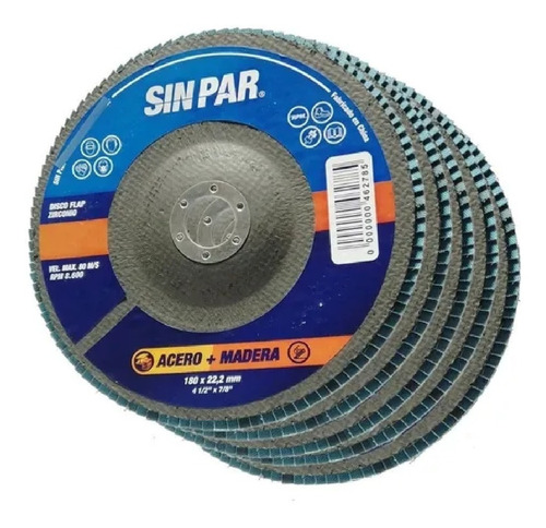 Disco Sin Par Flap Zirconio 180 Gr. 40/60/80/120 X Unidad