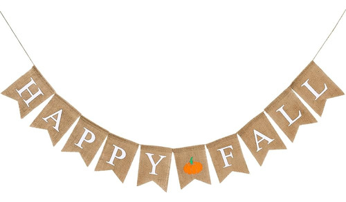 Whaline Happy Fall Pumpkin Burlap Banner Harvest Home Decor 