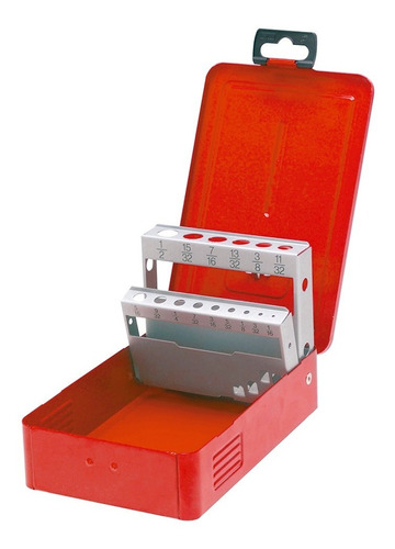 Caja Metálica Urrea 4077 Para 15 Brocas Color Rojo Lám /vc