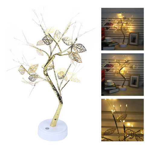 Lámpara De Árbol Con Hojas Doradas De 72 Led Para Decoración