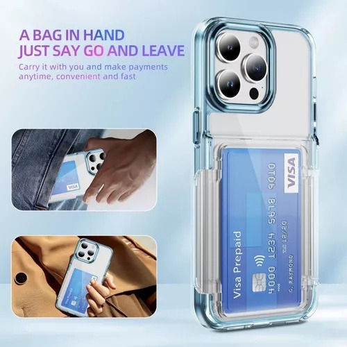 B / Funda Transparente For iPhone Con Tarjetero