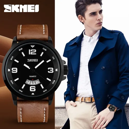Rel gio Masculino Skmei 9115 Esporte Anal gico Couro Nf Moda