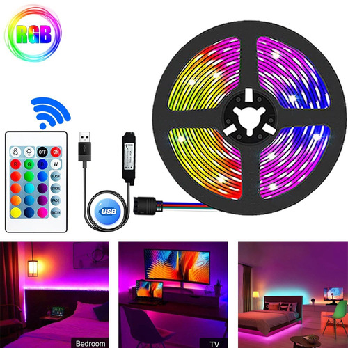 Cinta / Tira De Luz Led Rgb Flexible Decoración 5m Control