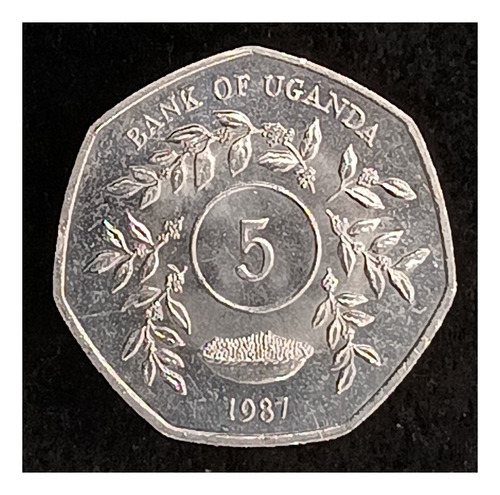 Uganda 5 Shilling 1987 Sin Circular Km 29 Escudo Nacional