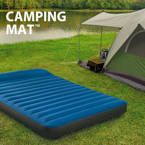 Colchón Inflable Camping 2 Plazas Queen Inflador 152x203x22