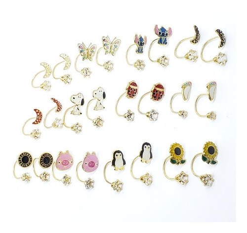 Aretes De Zirconia De Telefono Con Figura 12 Pares Surtidos