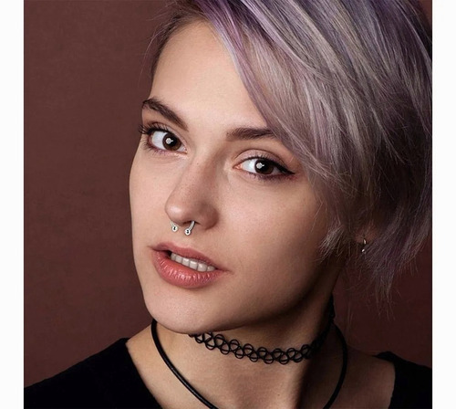 Imagen 9 de 10 de Piercing Falso Para Nariz Imantado Unisex 5 Colores 2pcs