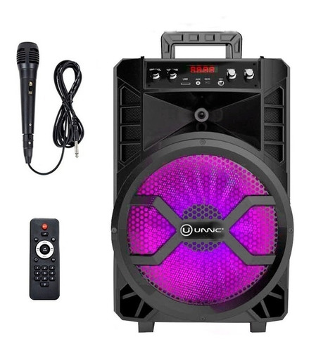 Parlante Karaoke 12 Bluetooth Microfono Inalambrico Led Color Negro