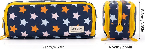 Imagen 6 de 7 de Cartuchera Large De Gran Capacidad C/ 3 Compartimentos Stars