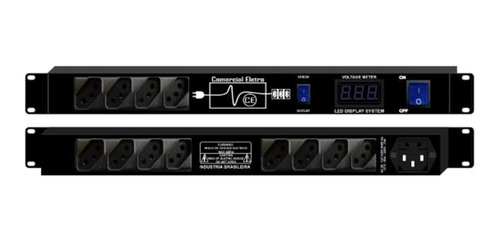 Imagem 6 de 8 de Regua De Ac Profissional Padrão Rack 12 Tomadas 10a Led Azul