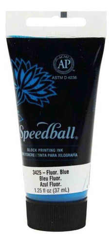 Tinta De Xilogravura Speedball Base Agua 3425 Fluor Blue37ml