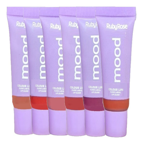 6 Gloss Labial Colour Lips Mood Hb7201 Ruby Rose Atacado