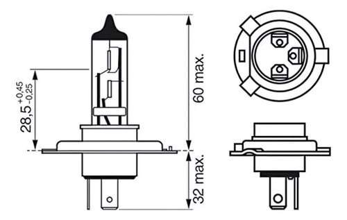 Lâmpada Farol H4 Plus 150 Gigalight 12v Bosch