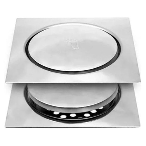 Ralo Inteligente Click Para Banheiro 10x10 Cm Inox