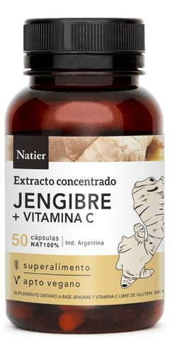 Jengibre Concentrado Con Vitamina C Natier 50 Cápsulas