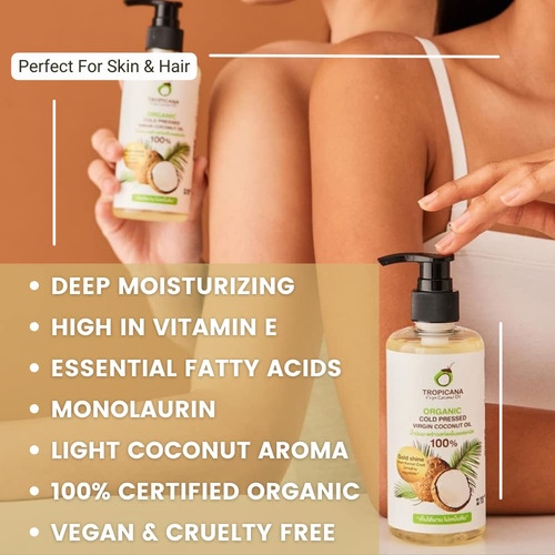 Aceite De Coco Orgánico Virgen 240ml Prensado En Frío