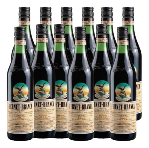 Fernet Branca Aperitivo Vermuth Botella 750 Ml Pack X 12