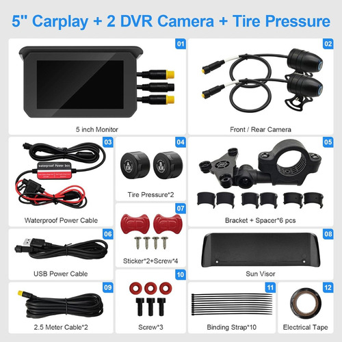 Para 5 Moto Gps+carplay+dvr Inalámbrico Android Auto