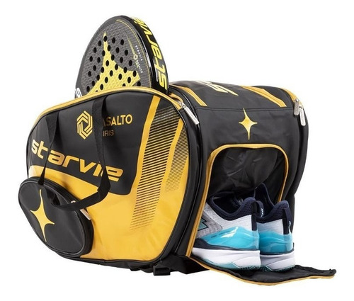 Bolso Paletero Starvie Basalto Pro Padel - Local Olivos Color Negro/amarillo