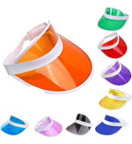 Imagen 1 de 10 de Visera Retro X 10 Gorro Plastico Colores Poker Cotillon