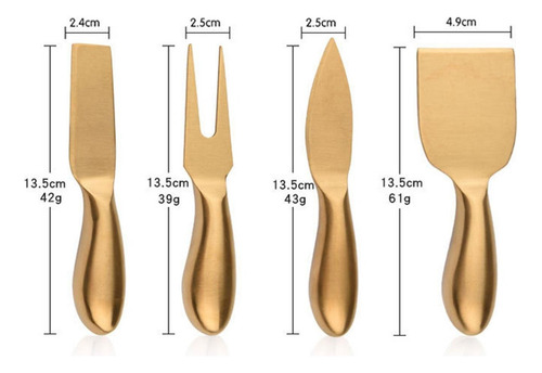 Juego De 4 Cuchillos Para Queso Mini Cuchillo 6 Uds Dorado