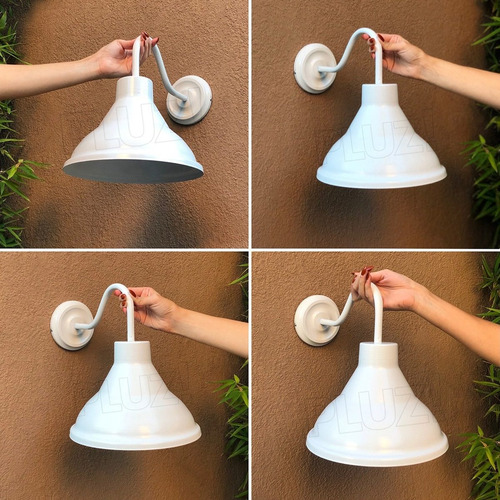 Aplique Galponera Embudo 1 Luz Chapa Industrial Hierro Blanc
