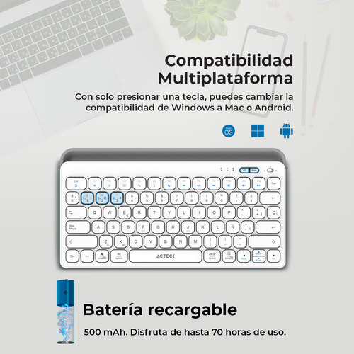 Teclado Multidispositivo Inalámbrico Inspire Trek Ti737 Teclado Negro Idioma Español Latinoamérica
