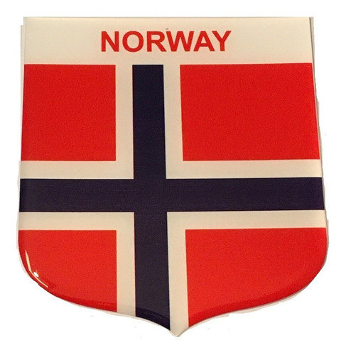 Adesivo Resinado Em Escudo Da Bandeira Da Noruega