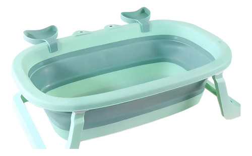 Banheira Para Bebê Siri Compacta Com Pés Antiderrapantes Cor Verde Liso