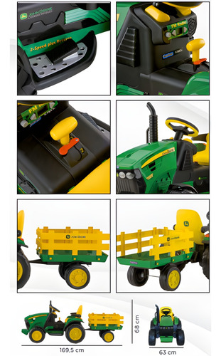 Mini Trator Elétrico John Deere 12v Com Rádio Integrado Kids