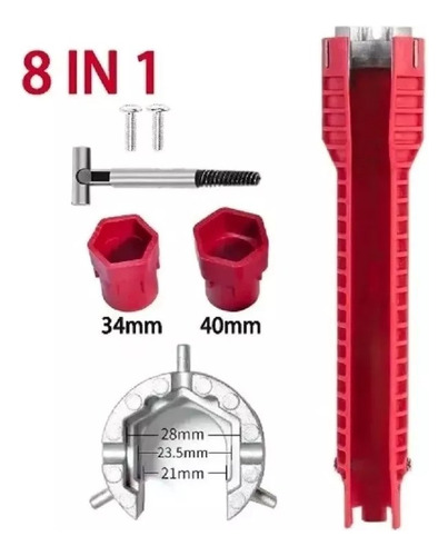 Llave Multifuncional De Reparación De Lavabos Y Baños 8 En 1