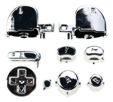 Set Botones Color Plateado Metalizado Solido Para Gamecube