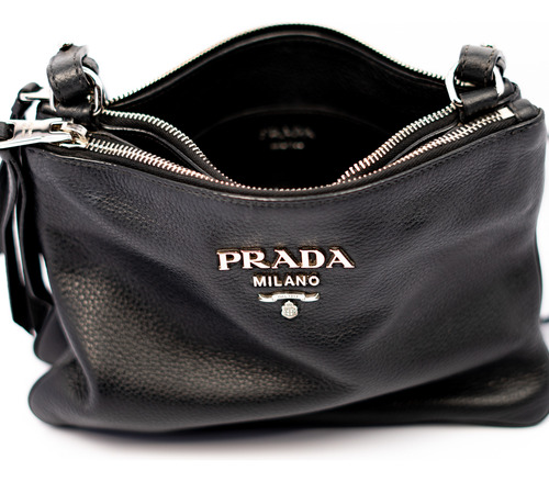 Prada Bolso Doble Cierre Vitello Autentico Cert Entrupy (Usado)