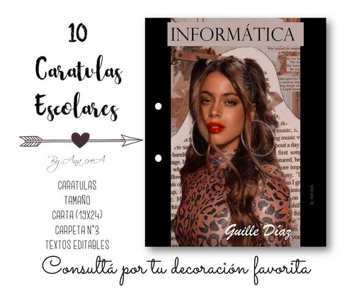 Caratulas Imprimibles T. Carta / N°3 Tini #2 Tex. Editables