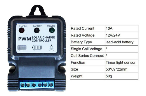 Mini Controlador 10 A Regulador Planta Panel Solar 10a 6-12v