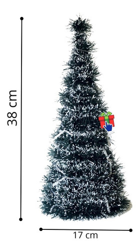 Imagen 3 de 6 de Arbolito Arbol Navidad Lameta Con Luz Led A Pila 38cm