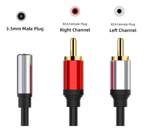 Imagen 2 de 6 de Cable Jack Auxiliar Hembra 3.5mm A Rca Audio