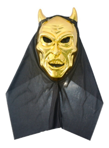 Imagen 1 de 5 de Mascara Careta Diablo Demonio Dorado Con Capucha Disfraz